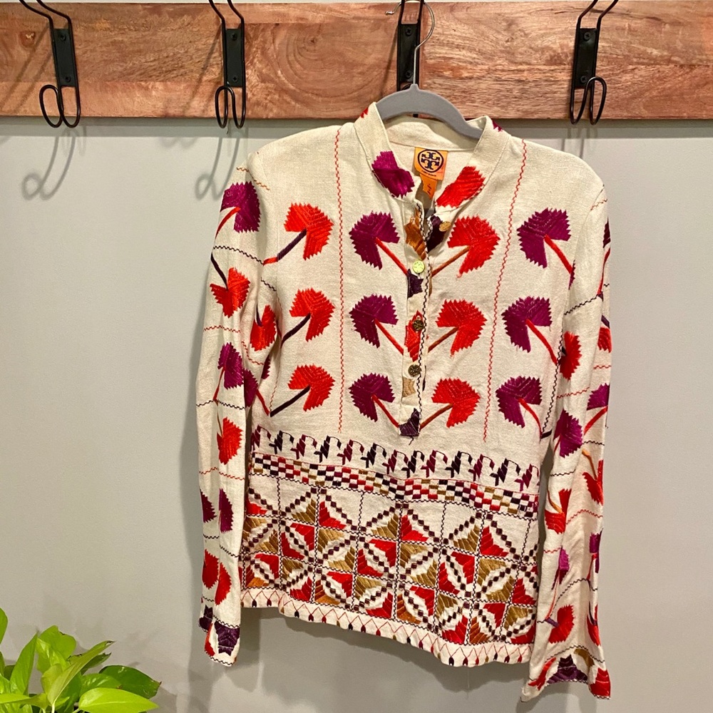 TORY BURCH | Pokhana Linen Embroidered Tunic